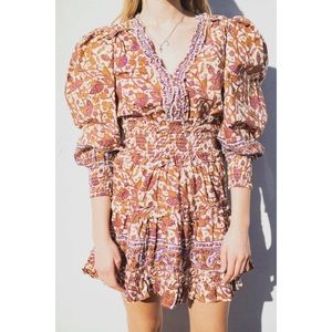 NWT Love the Label Puff Sleeve Smocked Mini Dress V-Neck Floral Mini Mabel Dress